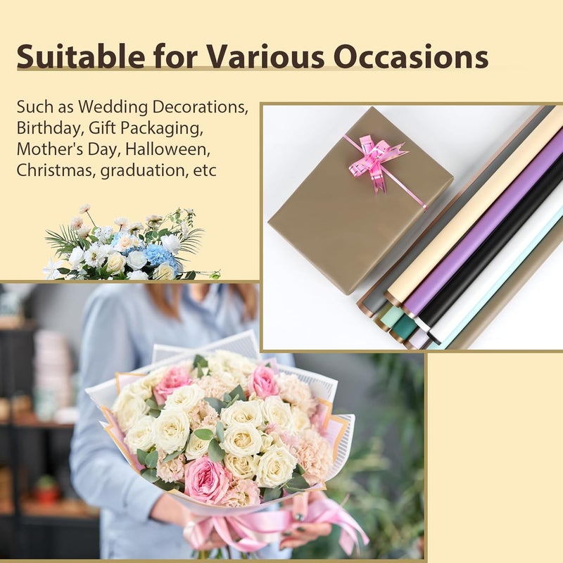 FUHITIM 20 Sheets Flower Wrapping Paper - Waterproof Floral Bouquet Packaging Paper for DIY Crafts，Florist Supplies Packaging Paper for Wedding Birthday Gift(Emerald Green) - Image 5